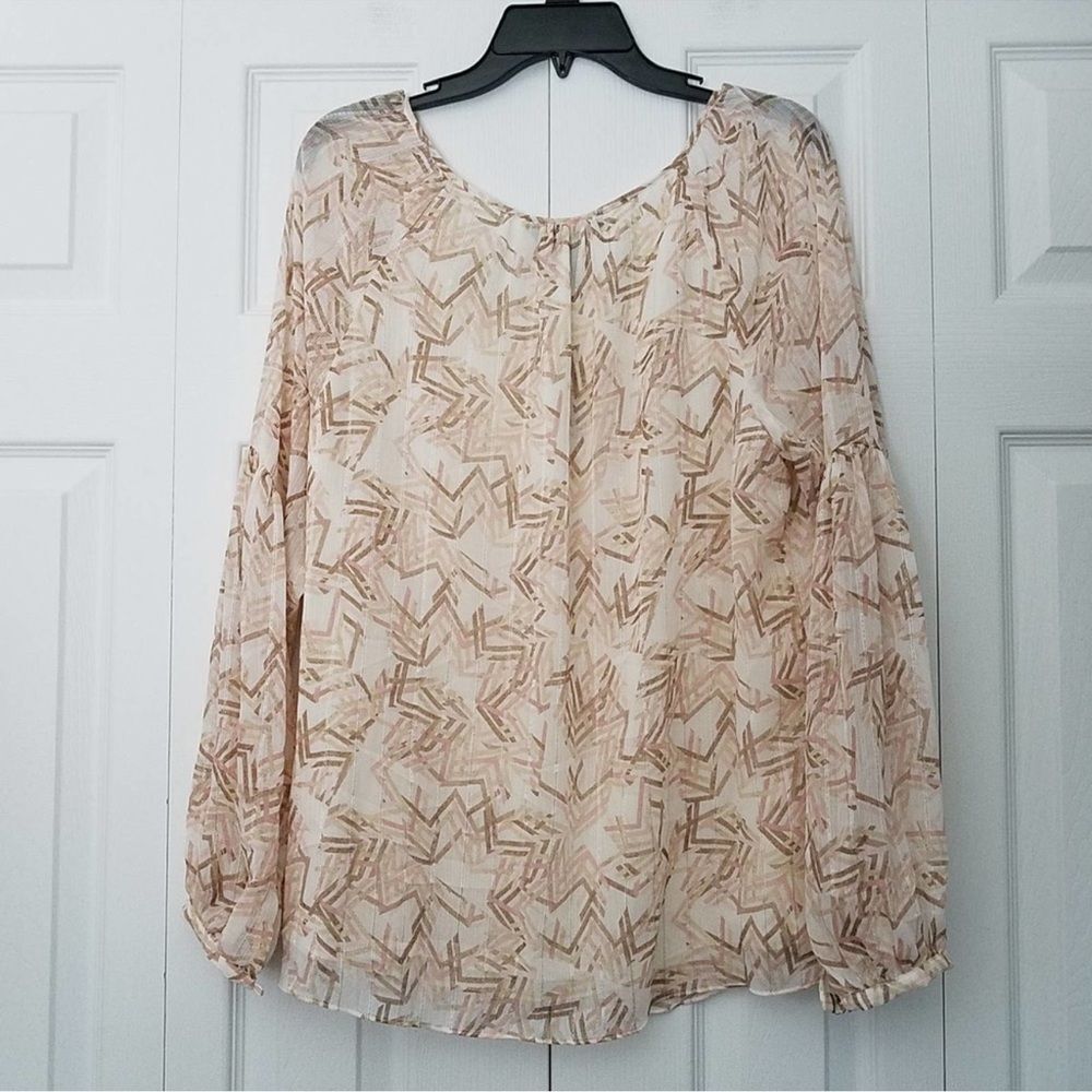 White House Black Market Cream Puff Sleeve Blouse